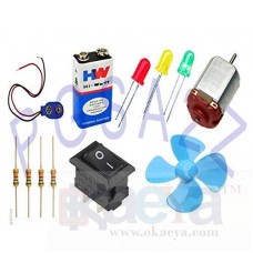 OkaeYa Dc Motor Mini Propeller Switch Wire and 9v Battery Clip (Multicolour)